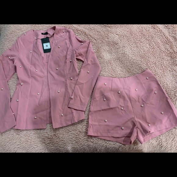 Leah Pearl Pink Blazer Short Set - Picture 2 of 2